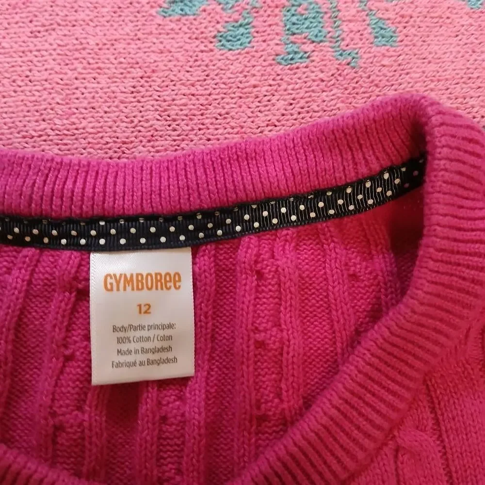 Gymboree girls size 12 pink cable knit sweater cardigan spring summer cotton